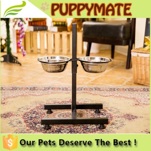 Adjustable height bouble metal pet bowl dog bowl