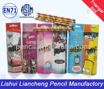 office stationery set hb wooden round pencil in triangle box LC-G-2