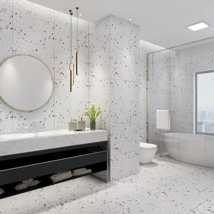 Coloured Cement Terrazzo White Marble 600x1200mm Flooring Tiles