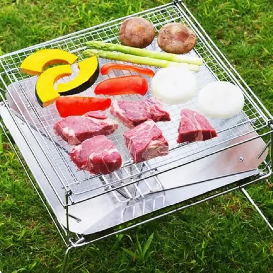 Portable Stainless Steel Folding BBQ Grill Rack for Outdoor Camping Hiking Picnics Charcoal Grill