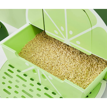 Caja de arena cubierta de gato verde limón verde con tapa