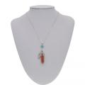 Goldstone Feather Hexagonal Prism Pendant Necklace