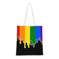 Қайта пайдалануға болатын мақтаныш күні Rainbow Blang Blag Canvas Tote пакеті