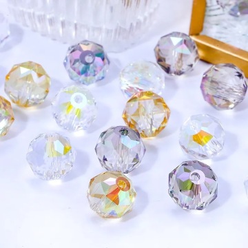 Cross-border New Products: Multi-faceted Crystal Glass Flower Ball Beads for DIY Jewelry Accessories - Necklaces and Bracelets