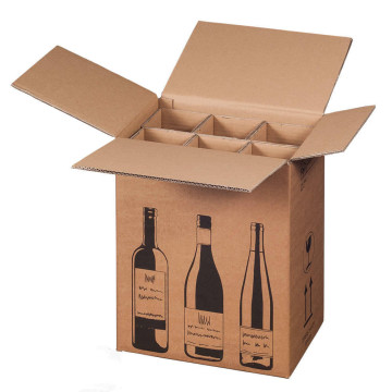 Custom 5 Ply Corrugated Cardboard 6 Bottle Wine Carton Box Packaging