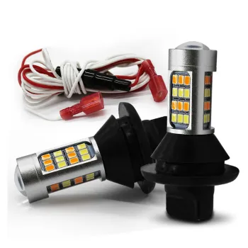 Car DRL LED White Yellow Dual Color Daytime Running Light with Steering CANBUS Decode BA15S 1156 7440 3156 2835-42SMD Headlight