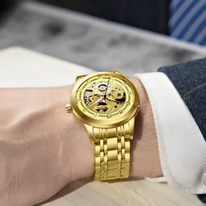Golden Watch Men's Top Brand Luxury Luminous Mechanical Watch