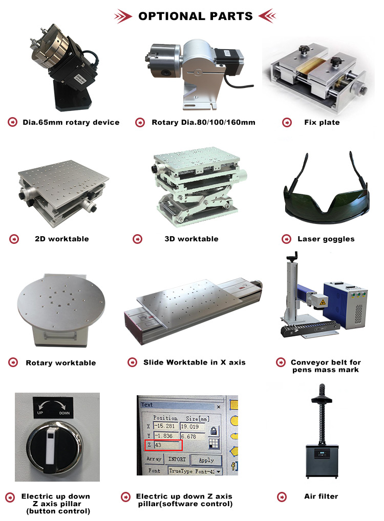 optional parts for laser marking machine