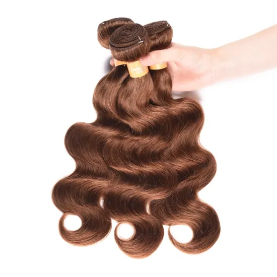 100% Human Hair Color 4# Body Wave Virgin Peruvian Hair Bundles