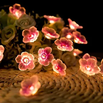 Pink Cherry Blossom LED String Lights for Holiday Decor