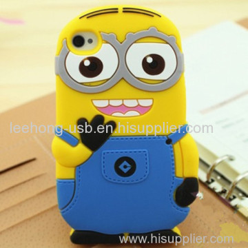 3d น่ารักรูปแบบซิลิโคนสมุนโทรศัพท์กรณีสำหรับ Iphone