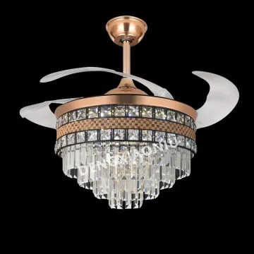 Customization Luxury Modern 220 Volt Invisible Crystal Ceiling Fan with Light
