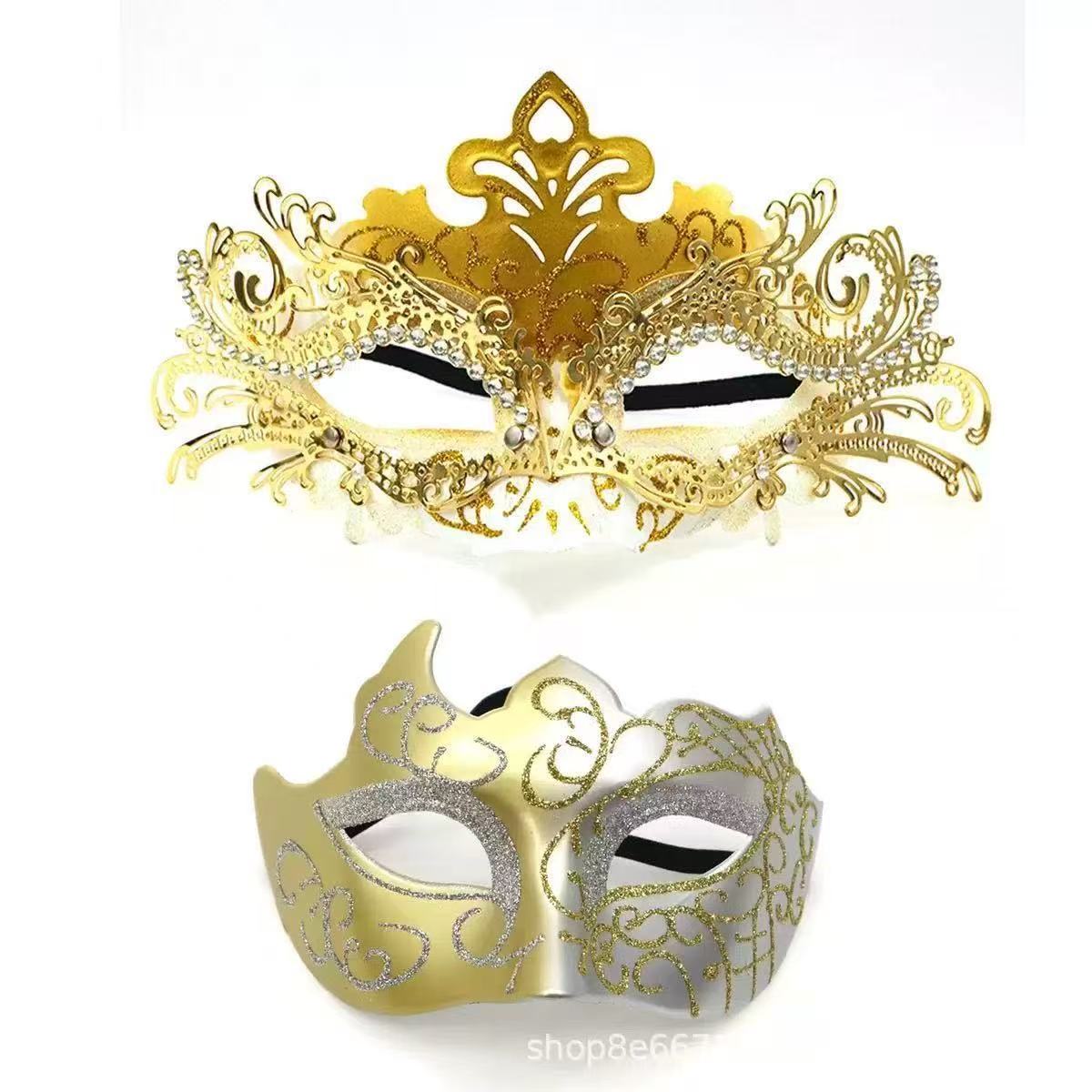 Black Gold Glitter Venetian Women Mask