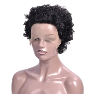 Wholesale Cheap Colored Short Curly Ombre Ready To Ship Natural Perruque Pixie Cut Lace Frontal Wigs 100% Virgin Human Hair Wigs