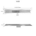Square Floor Shower Drain SS 304 Linear Side Drain for Bathroom Tiles