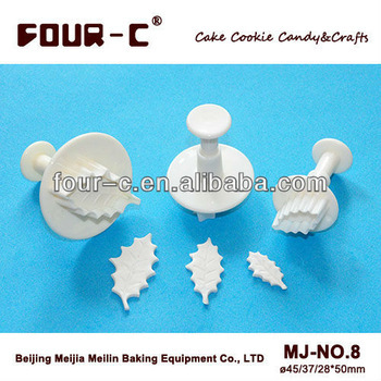 Plastic pastry plunger cutter (christmas leaf),christmas cake decoration