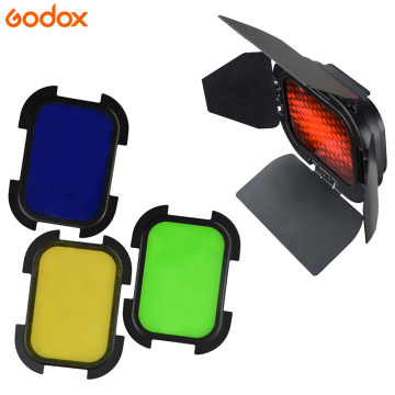 Godox BD-07 Barn Door Accessory with Honeycomb Grid and Color Gels for Godox AD200