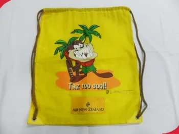 Yellow 210d Polyester Kids Custom Drawstring Bags With Nylon Ribbon For Shopping, Gifts
