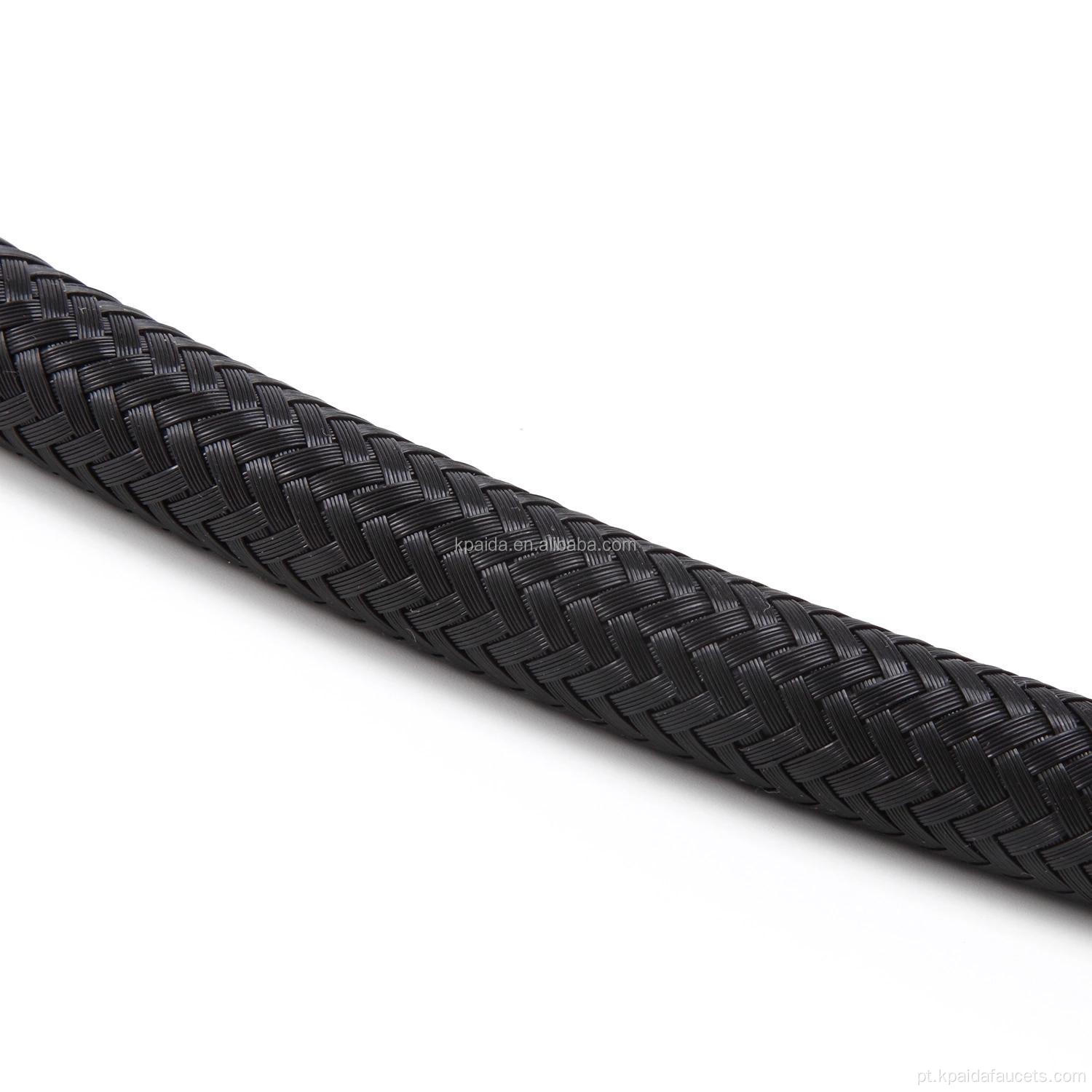 Mangueira de torneira flexível de nylon preta trançada
