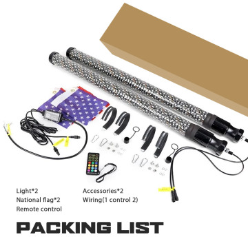 UTV Roof Mounted Remote Control App with Brake, Turn, Music Functions - 2FT 2 Inch Fat Whip Light