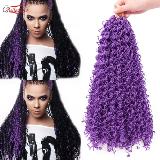 Hot sell Synthetic curly Zizi Crochet Braids Hair 20inch Pure Black Pink Purple 3x Box Braid Pink Hair Extension 3x braids