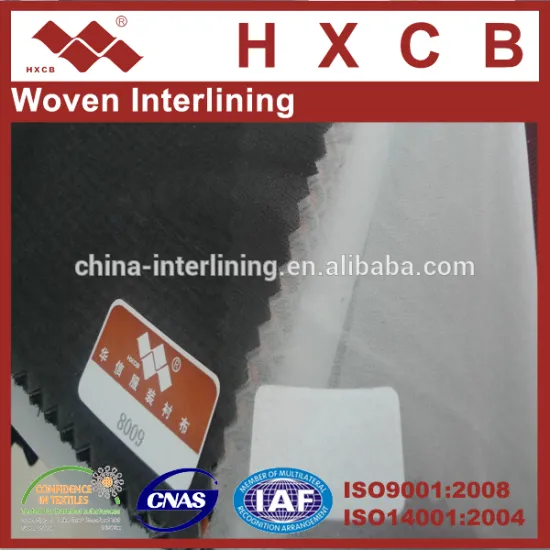 (8009)100%Polyester Suzhou 15D PA Coated Fusible Woven Fabric Interlining&Lining Fabric for Garment Accessories