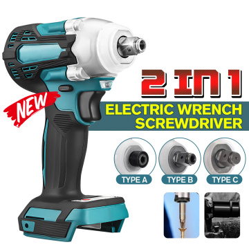 2 in1 18V Electric Brushless Impact Wrench Screwdriver Cordless 1/2 Socket Power Tool Rechargeable For Makita Battery DTW300Z
