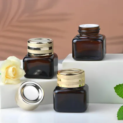 High Quality Square Brown 15ml Glass Eye Cream Jar