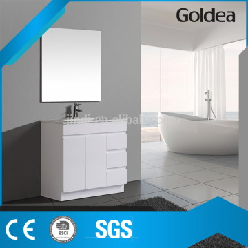 White PVC film surface for classical high quality bathroom vanity