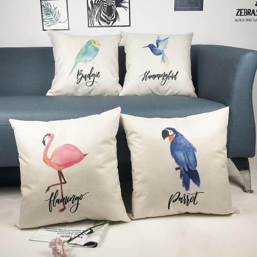 Set of Birds Throw Pillow Covers Flamingo Parrot Decorative Cushion Cover Pillow Case for Sofa Bedroom Car Couch 18 x 18 Inch