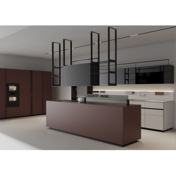 Sistema de cozinha modular moderno com LED e prateleiras