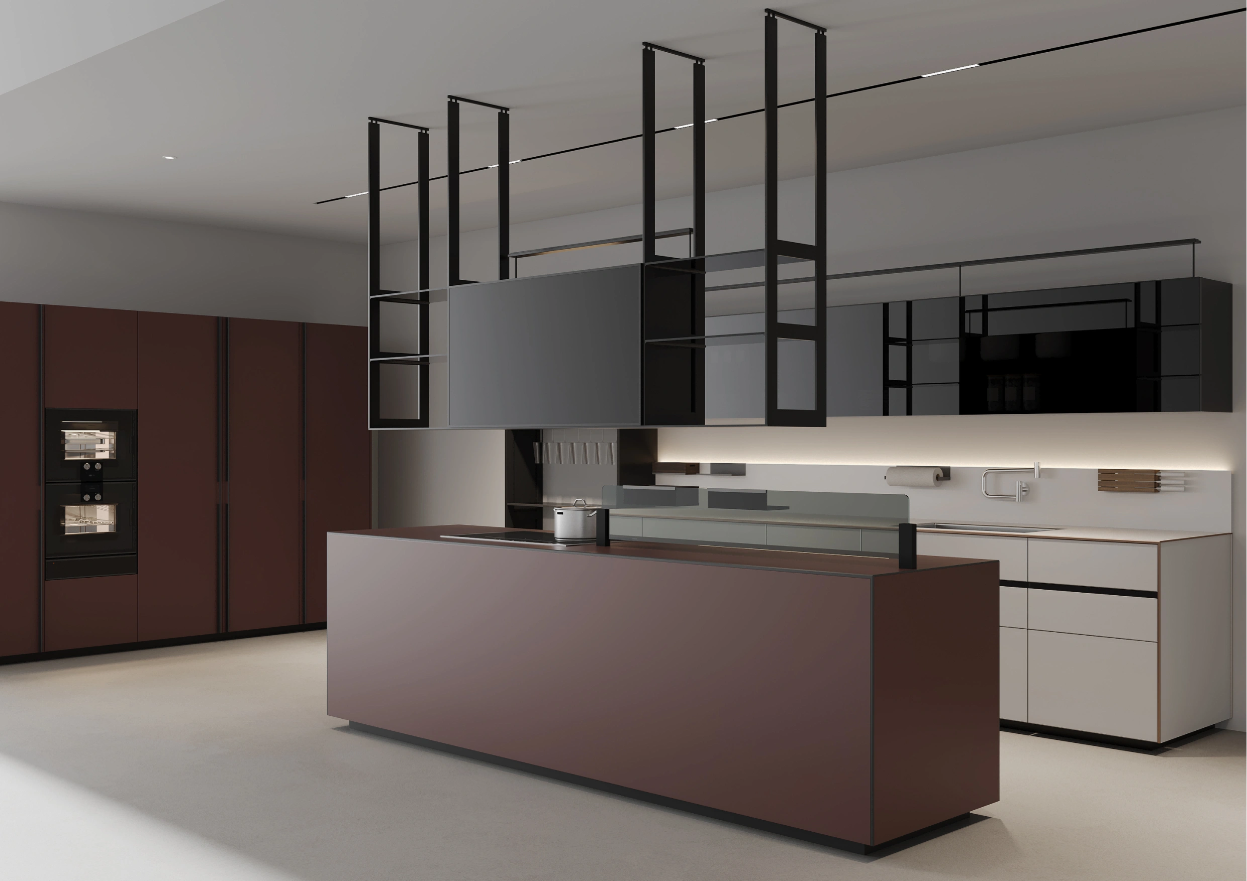 Modern Modular Kitchen System with LED & Shelving China Manufacturers ...