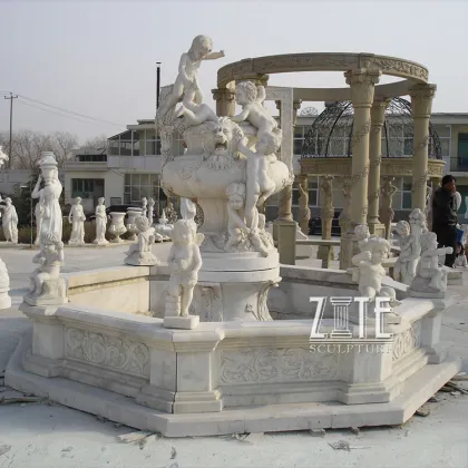 Classic Design White Marble outdoor cherub fountains