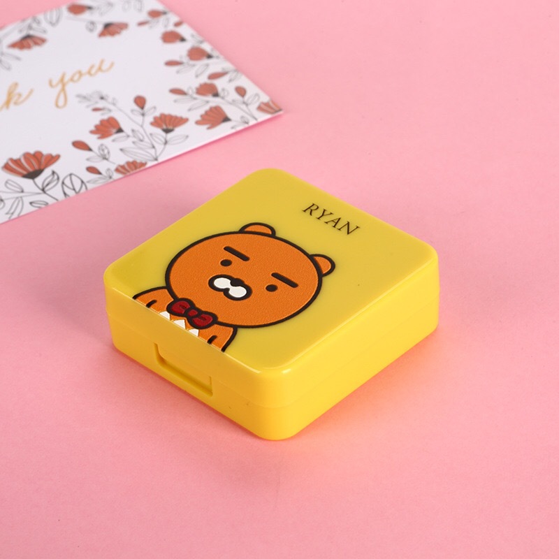 Pink Peach Square Contact lens case Cartoon Small fresh contact lens case travel glasses case as gift Contact lens care box