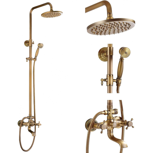 European standard Polish brass rose golden archaize antique 8 Inch Rainfall Shower Handheld Bathroom Wall Mount Shower Fixture