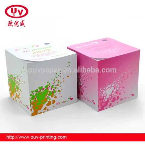 Customize logo printed paper memo cube with pen hole