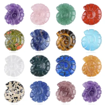 Gemstone Carved Conch Charm Pendant Ornament Natural Stone 25MM Sea Conch Handmade Craved Snail Ornament