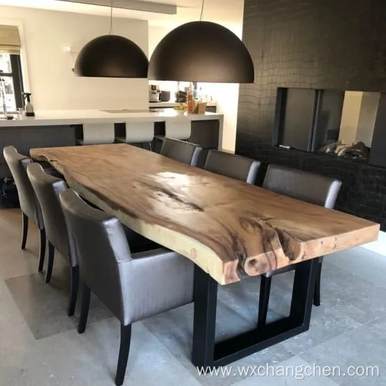 Square Live Edge Solid Walnut Kitchen Furniture Wood Slab Restaurant Dining Table Top