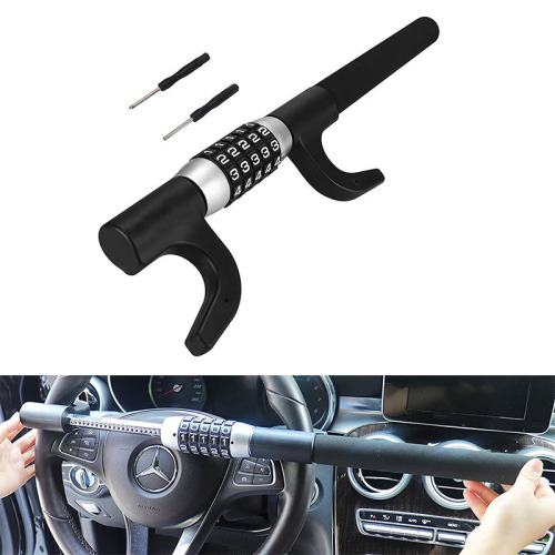 Adjustable retractable steering wheel combination lock