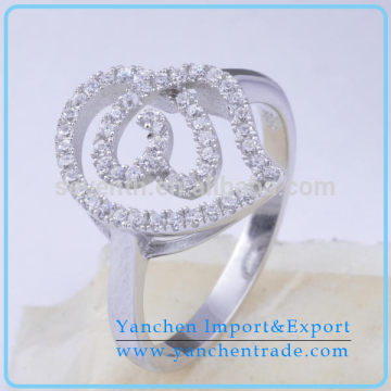Korean Hot Sale Unique Cooper Ring With Best CZ Stone Rhodium Plated Wholesale In Alibaba