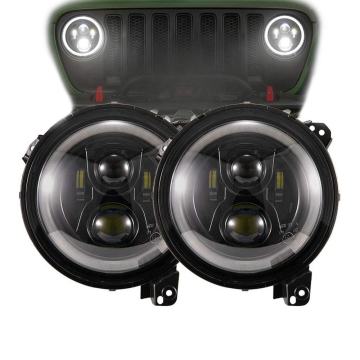 Black 9 Inch Round LED Headlight DRL Turn Signal for Jeep Wrangler JL 2018-2020