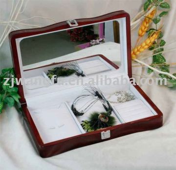 mirror lined high gloss finish wooden jewelry box
