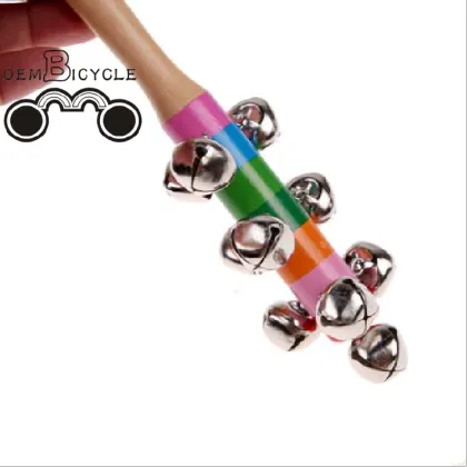 Rainbow color baby wooden rattle