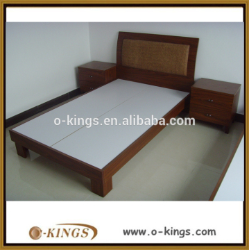 Low budget hotel room wooden bed set for sale