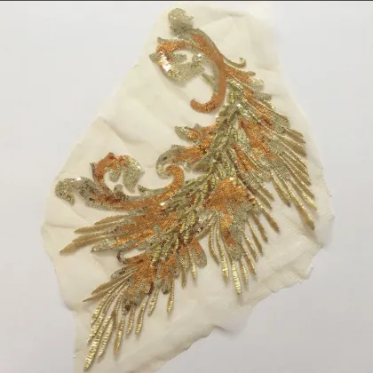 DIY Sequin Phoenix Tail Wedding Fashion Embroidery Lace Applique Children's Dress