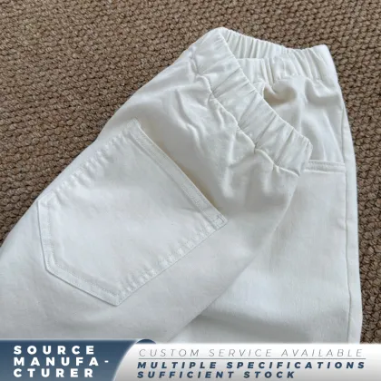 Casual Off White Five-Point Denim Shorts for Women