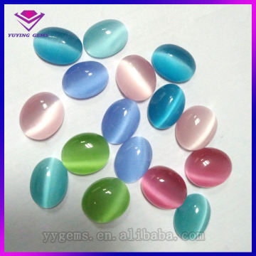 Color Change Oval cabochon cut synthetic glass gemstone cat eyes