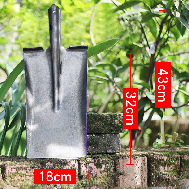 Agricultural tools Thickened square flat shovel Carbon steel metal shovel Horticultural shovel without handle