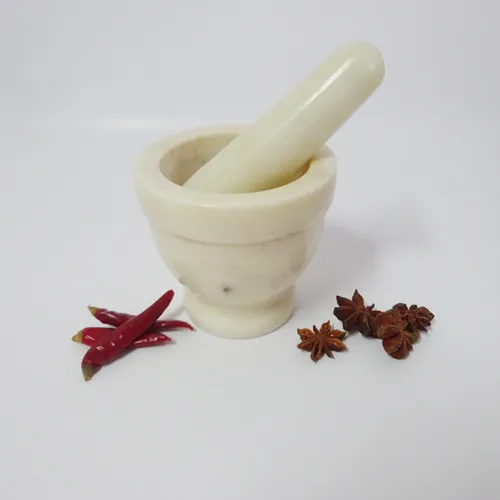 Table White Marble Mortar and Pestle