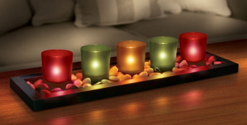 Candle Holder Glass Jewel Tone 5pcs Set